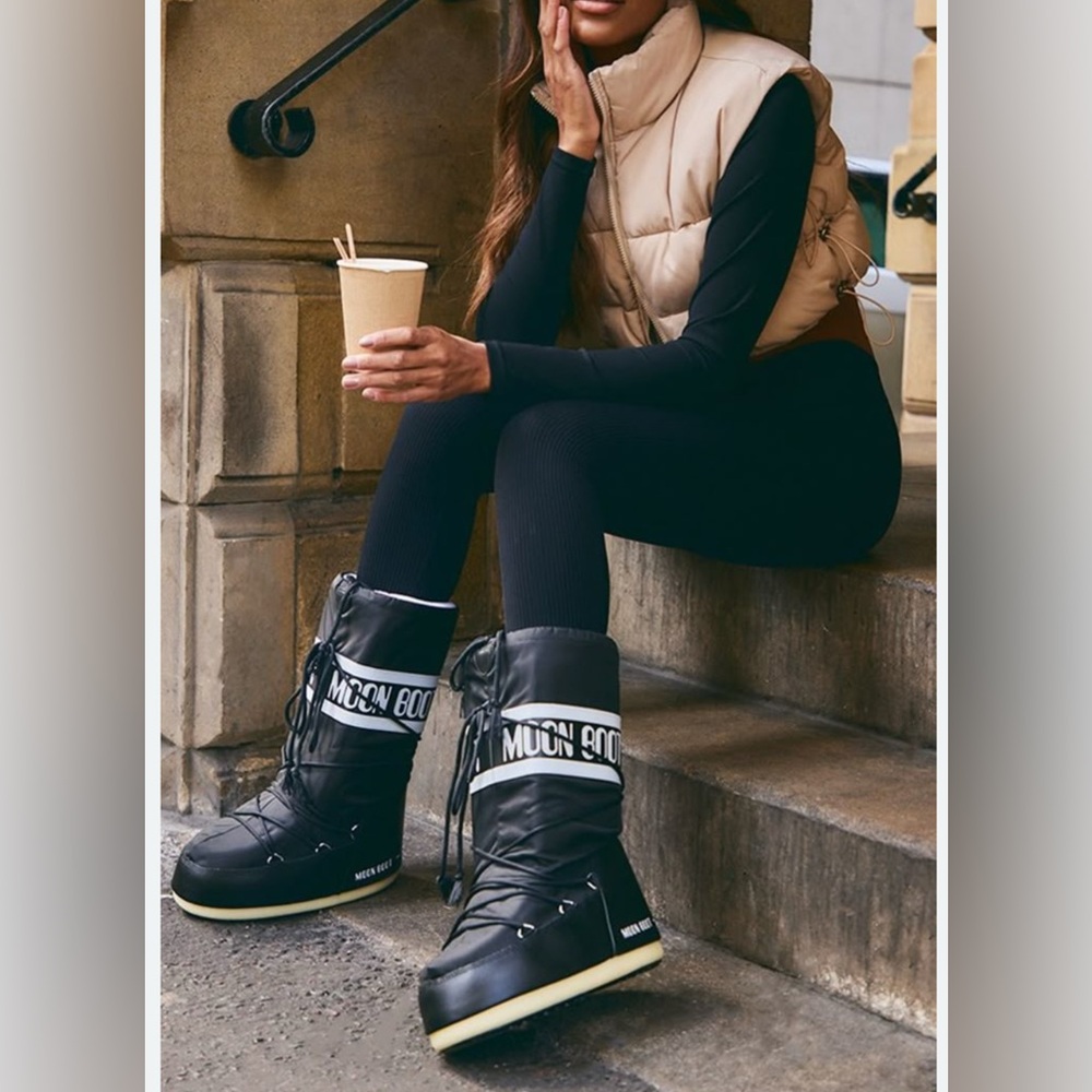 Moon Boot Black and White Winter Boots